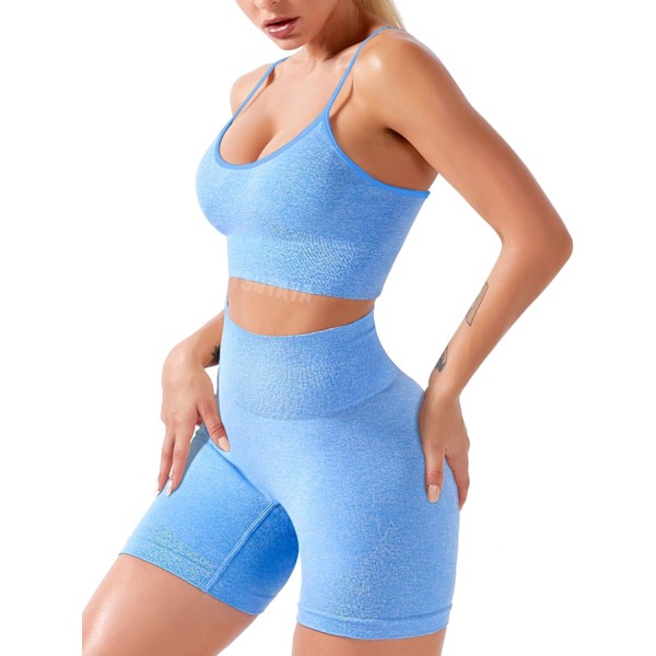 Dame Seamless Træningsset 2-delt Yoga Outfit Aktive Shorts Sexy Sports-BH