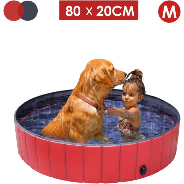 Hundebassin, hundesvømmebassin til store og små hunde, sammenfoldelig svømmebassin til hunde, PVC sikker og miljøvenlig, hundebadekar 80 cm