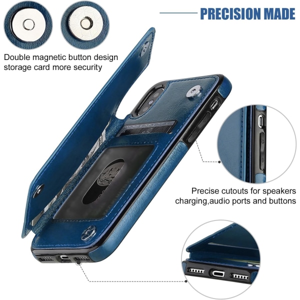IPhone Xs IPhone X -kotelo korttitelineellä, Premium PU iPhone Xs/X 5.8" Blue