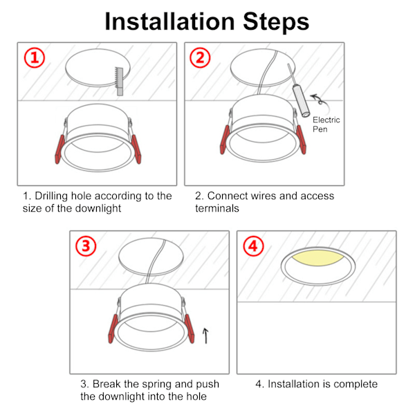 Lys Downlight Dyp Anti-Blending Smal Side Innfelt Lampe Aluminium Lampeklokke AC180?265V6000K