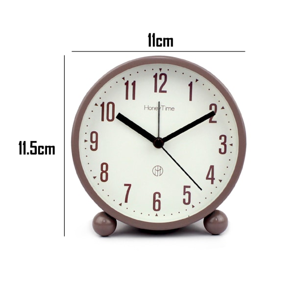 Round metal alarm clock, desk clock, silent scan night light