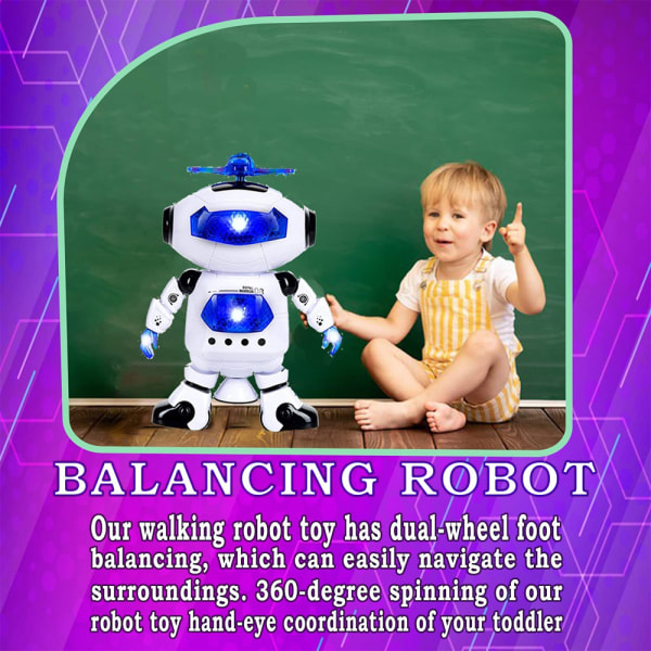 360° Body Spinning Dancing Robot Legetøj med LED-lys, der blinker