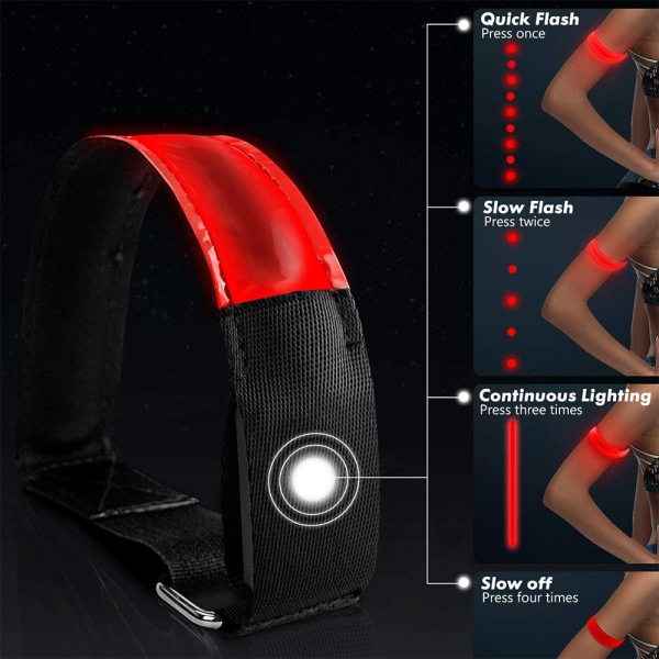 2-pack löpljus för löpare Uppladdningsbart LED-armband