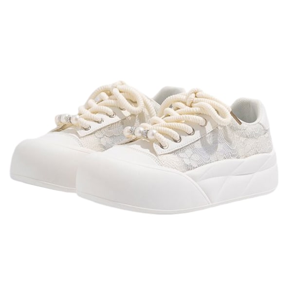 Sommarhundra Tunna Casual Skor Kvinnors Platform Sneakers, Andningsbara, Casual, Snörning, Trendiga Vandringsskor