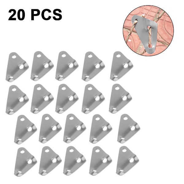 Telttougsstrammespændere i aluminiumslegering, 20 stk. trekant telttougsjusteringstelttougsstrammespændere til telt vandreture camping (sølv)
