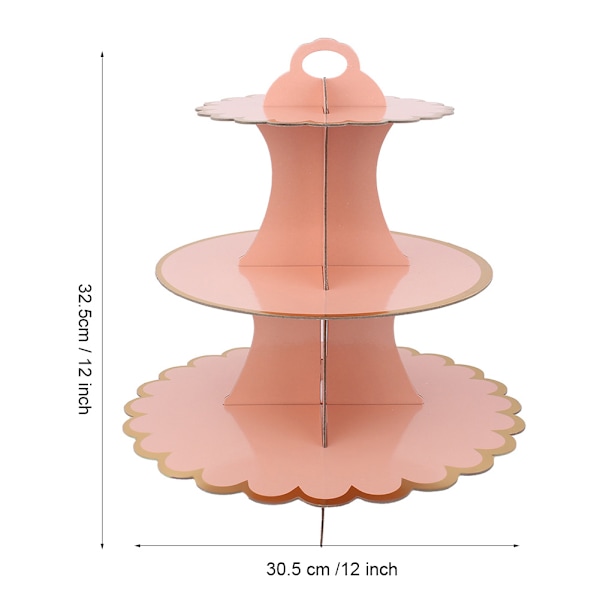 3-lags Disposable Dessert Cupcake Display Tower Holder til Babyshower, Bryllupper, Fødselsdag - Pink