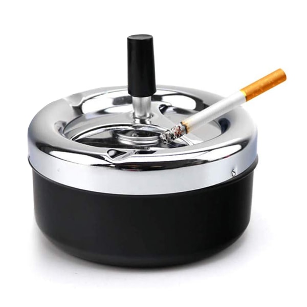 Automatic cleaning rotating ashtray large metal with lid