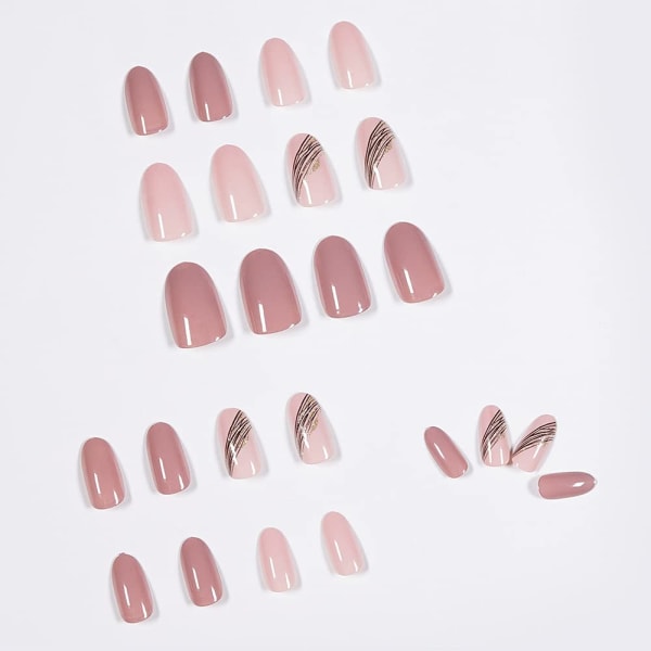 Blank rosa mandelpress på naglar med mönster, akrylnaglar
