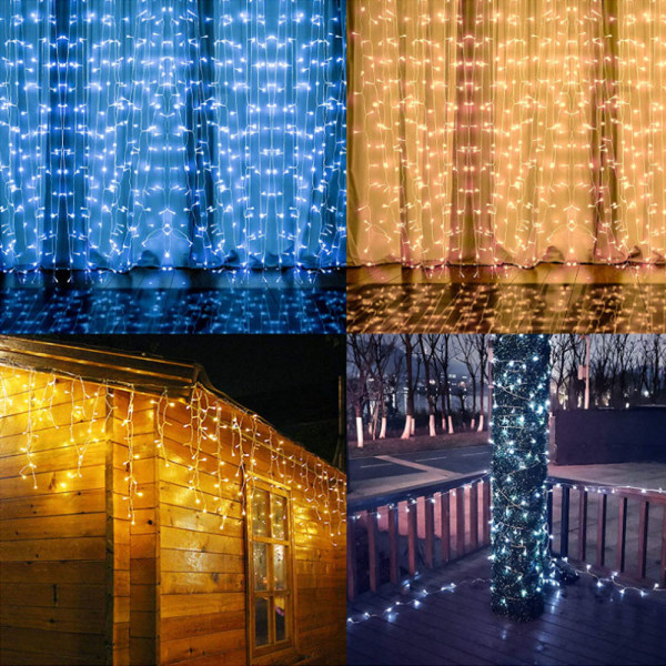 300 LED-fjernkontroll Solar Waterfall Fairy String Lights Dekor