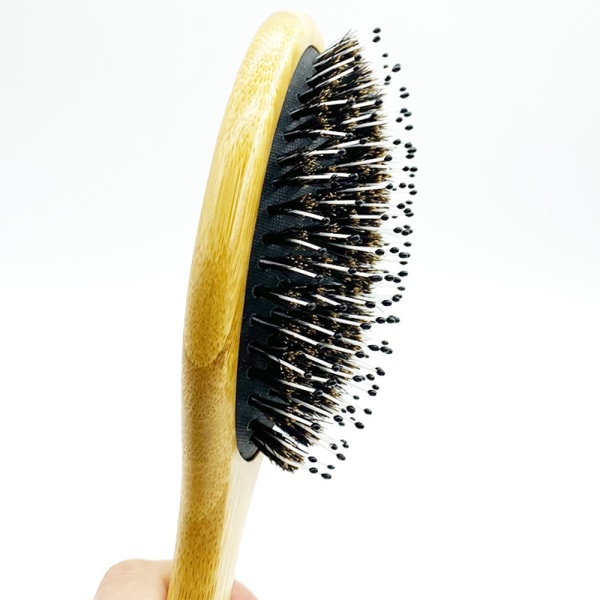 Bambus hårbørste og kamsett - Trehårbørste for hodebunnsmassasje