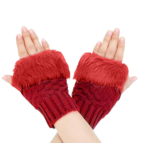 1 Pair Fashionable Hands Protection Autumn Winter Girls Gloves Wine red