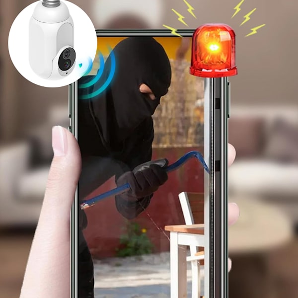 Pære Kamera, Overvågningskameraer, Tovejs Opkald Mobilovervågning 360° Rotation Fuld Farve Nattesyn, til Hjemmesikkerhed Optagelse