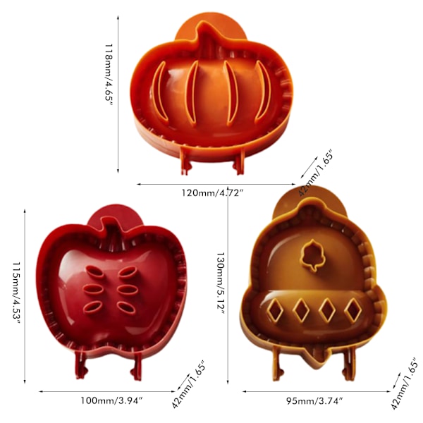 Jule-DIY-pai-formsett Bakeformingsverktøy Mini-form med gresskar, epler og eikenøttform