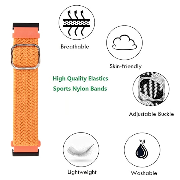 Nylon urrem til ur justerbar udskiftningsrem sport åndbar rem til Spartan til Suunto7 orange