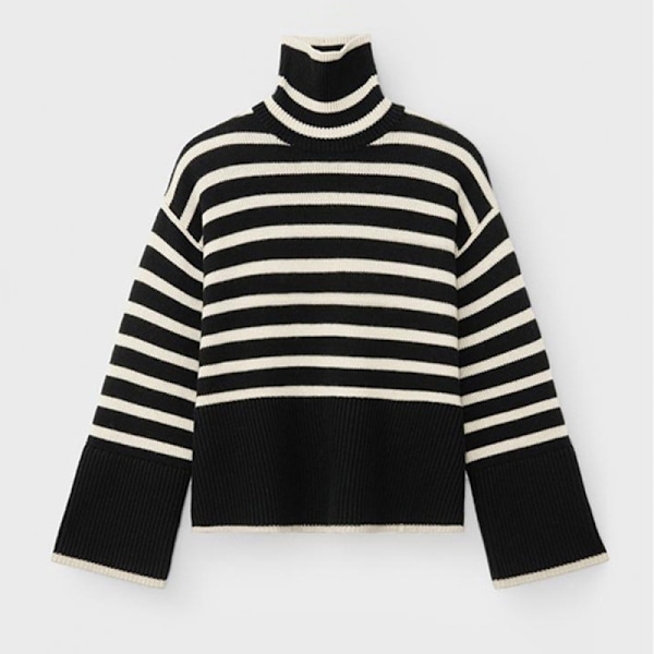 Women's striped knitted jumper, chunky knit, oversize warm winter jumper