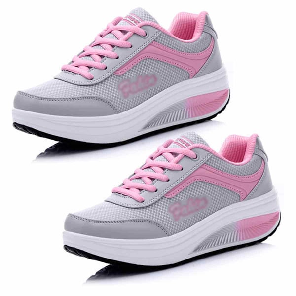 Dame Sko med Hvælvstøtte til Gang, Plantar Fasciitis Sneakers, Ortopædiske Smertelindrende Modesko, Tennis Sko Grey Pink 38