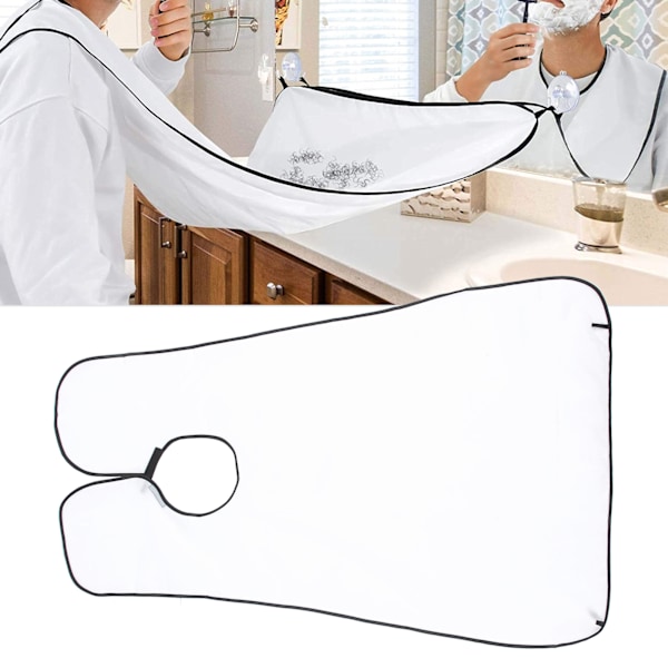 Beard Bib Beard Catcher Apron Men Shaving Beard Cape Grooming Cloth with Suction Cup (White)