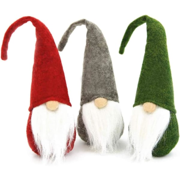 Christmas Gnome julepynt, 3 ansiktsløse håndlagde Chris