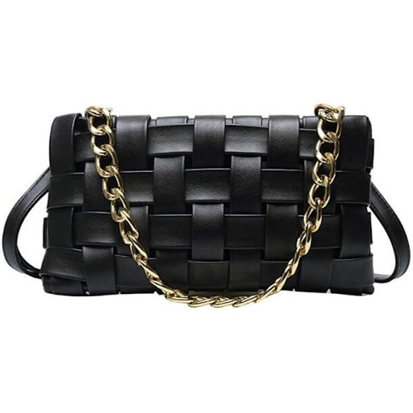 Women's Evening Handbags Braided Shoulder Bag Weave Purse with Chain