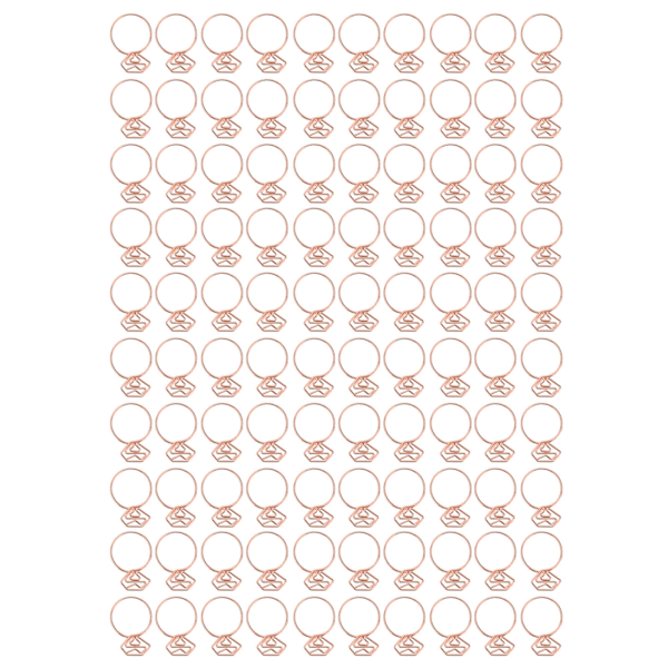 100 stk søte papirklips i ringform, sklisikre, robuste, galvaniserte metall, fancy papirklips for familie, kontor, skole, rosegull