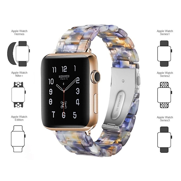 Armband Kompatibelt med Apple Watch Rem 42mm/44mm Serie 5/4/3/2/1, Smalt Resin Armband Ersättningsarmband Tillbehör