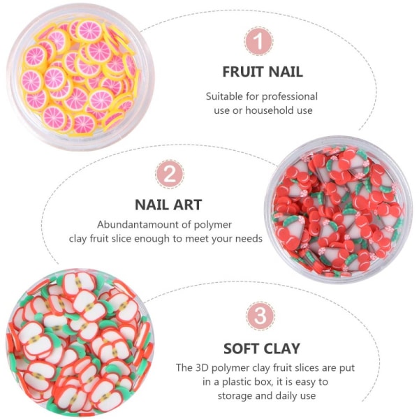 12 æsker Frugtmønster Negle Art Decor Skiver Farverige DIY negle