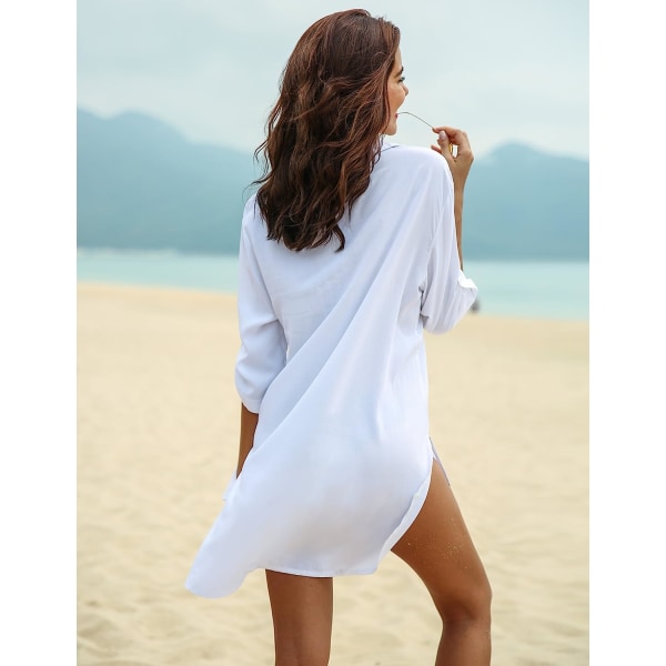 Ekouaer badedragt til kvinder Beach Cover Up skjorte Bikini Beachwear