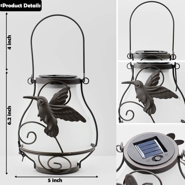 Hängande Solar Lights Solar Flimrande Flame Lights Metal Solar L Hummingbird