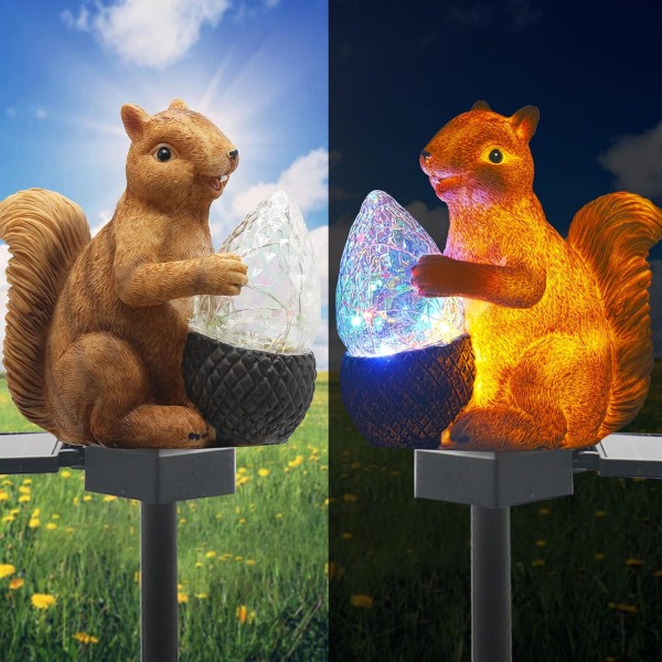 Solar Garden Lights Utomhusdekor, Solar Squirrel Stake Lights C