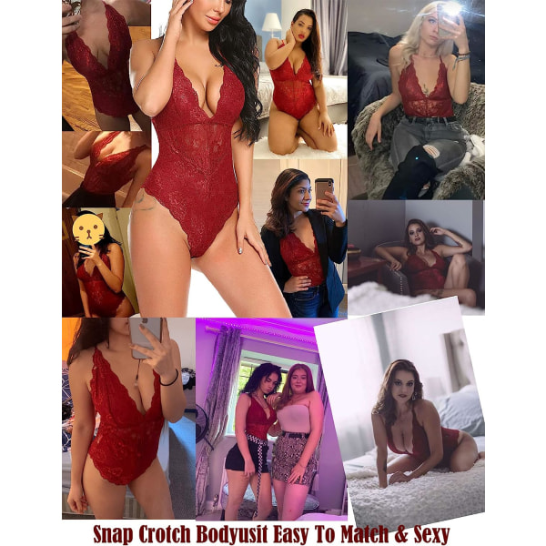 Naisten haara alusvaatteet Sexy Lace Bodysuit Deep V Teddy One Piece
