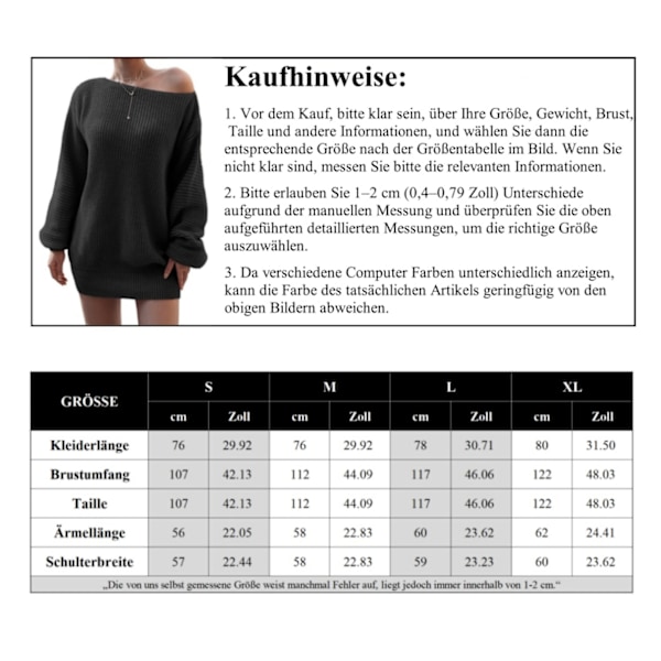 Kvindes off-shoulder sweaterkjole, langærmet en-skulder strikket sweater