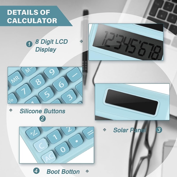 3 stk Minikalkulator Lommestørrelse Kalkulator Elektrisk Digital