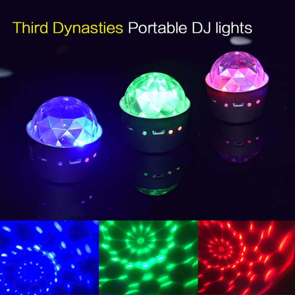 Mini disco ball lys, YIKANWEN stemmekontroll disco party lys scene lys effekt lys DJ stroboskop ball med speil og glitter effekt for