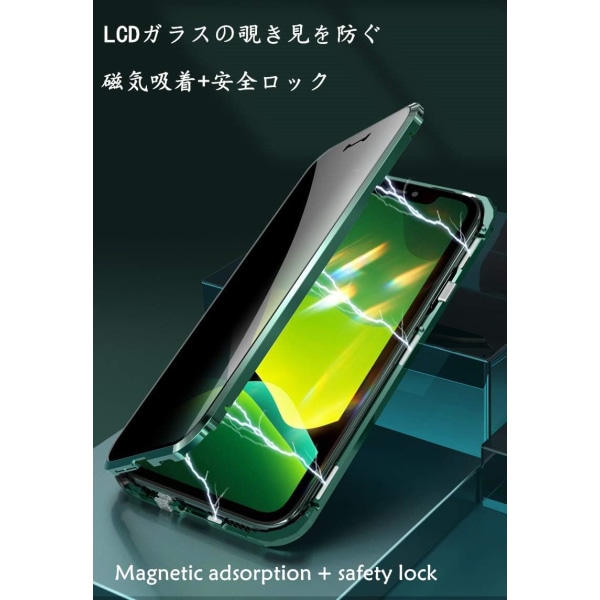 Anti-Peeping IPhone 12 Pro Max- etui, med skarp magnet Green iPhone12Promax
