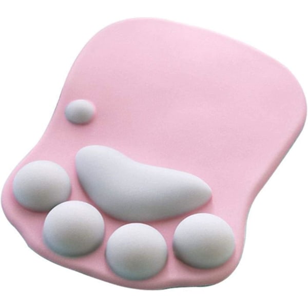 Söt 3D Kattpåtassar Musmatta med Mjuk Silikonhandledsstöd Kudde - Halksäker Premium Ergonomisk Komfort Musmatta - Kontor & Hem Dator & Mac Pink