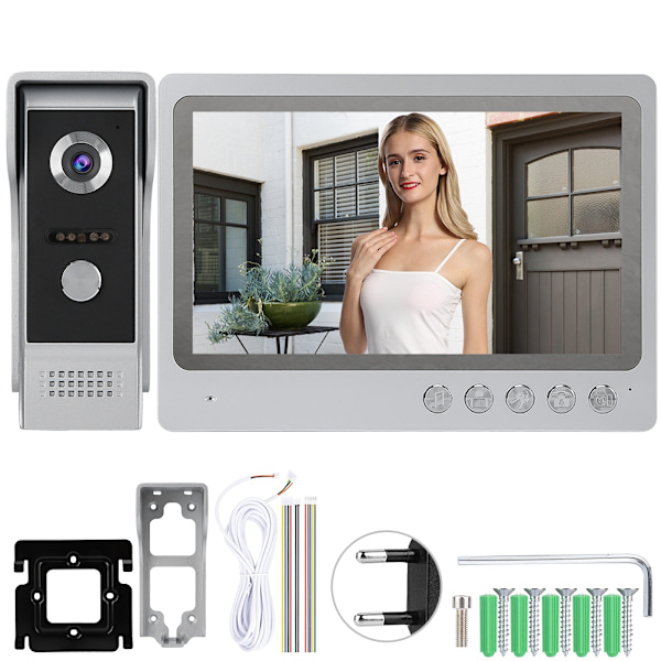 9 tommer HD Ultra tynd TFT Farve Video Intercom Dørklokke IR Sikkerhedskamera 110-240V EU Stik