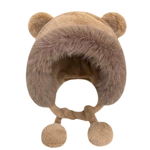 Bear Hat, Cute Outdoor Hat with Ears, Windproof and Warm Curry