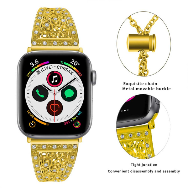 Yhteensopiva Apple Watch -rannekkeen kanssa 38mm 42mm naiset, ainutlaatuinen metalli
