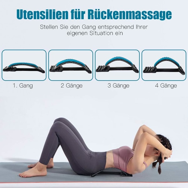 Ryggsträckare, ryggsträckare, ryggmassager, ryggtränare, ryggmassage med 4 nivåer justerbar, smärtlindrande stöd lämpligt för diskbråck