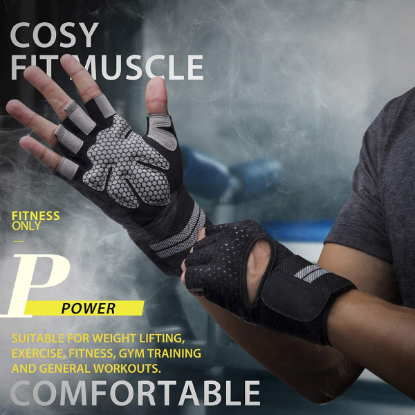 Vægtløftning Gym Workout Handsker med håndledsstøtte til Black M