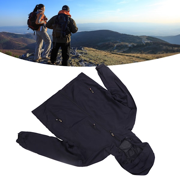 Men Jacket Dark Blue Thin Quick Drying Technical Zip Jacket for Outdoor Hiking Fishing