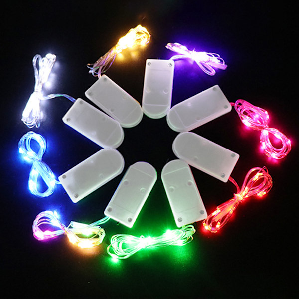 12 Pakk Fe-Lys, 20 LED Lys 6.5ft, Batteridrevet, Fest, Bryllup, Julepynt four colors