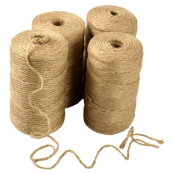 4st 100m Naturlig Jute Tråd, 2mm Craft Tråd Dekoration Tråd är mycket lämplig för heminredning hantverk Handvävt Fint hampa rep