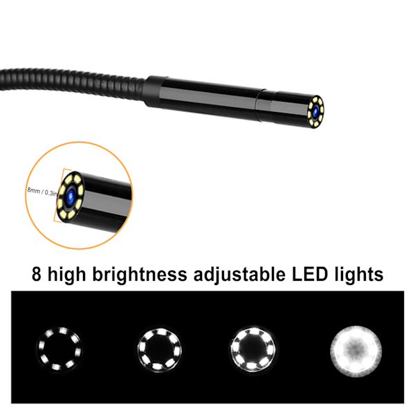 P30 8mm 1080P Industriel Endoskop med Dobbelt Linse og 4,3 tommer LCD Skærm Justerbar 8+1 Lys (5 m / 16,4 fod)