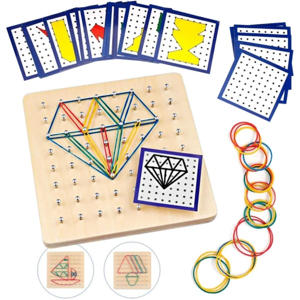 Puiset Geoboard Lelut, Geometry Board Montessori Puinen Puzzle