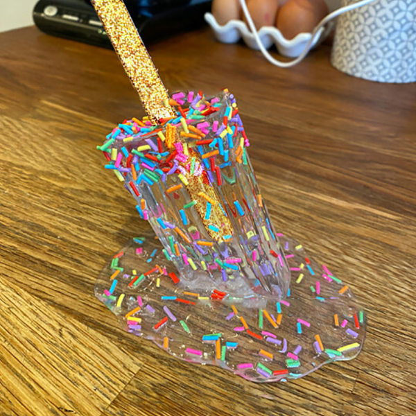Smältande Popsicle Skulptur Crystal Lollipop Resin Ornament