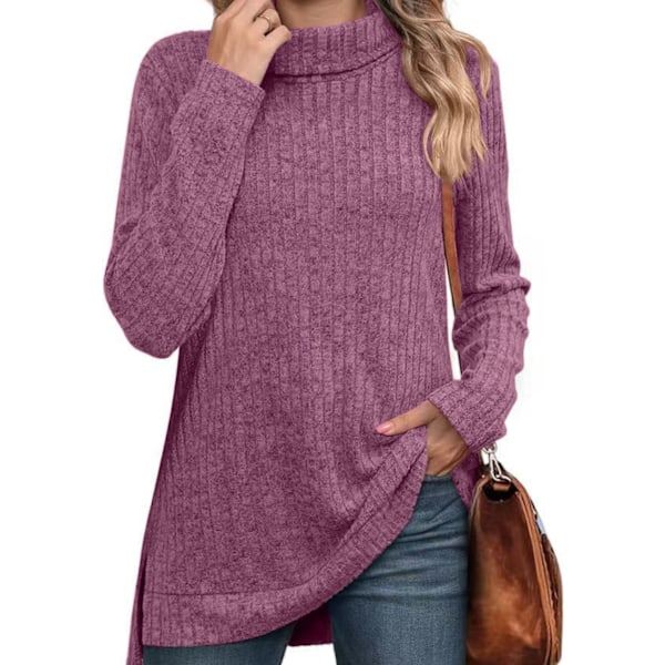 Ribbed turtleneck sweater, turtleneck long sleeve shirt