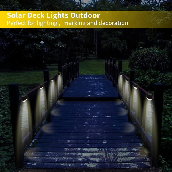 Solar Deck Lights 4 Pack, Step Lights Vattentät 2 LED Solar Fen