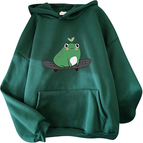 Women's Cute Sweatshirts Skateboarding Frog Long Sleeve Hoodie Pullover Tops