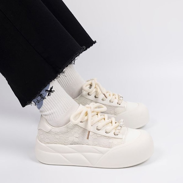 Sommer Hundred Tynde Casual Sko Kvinders Platform Sneakers, Åndbare, Casual, Snørebånd, Moderne Gåsko